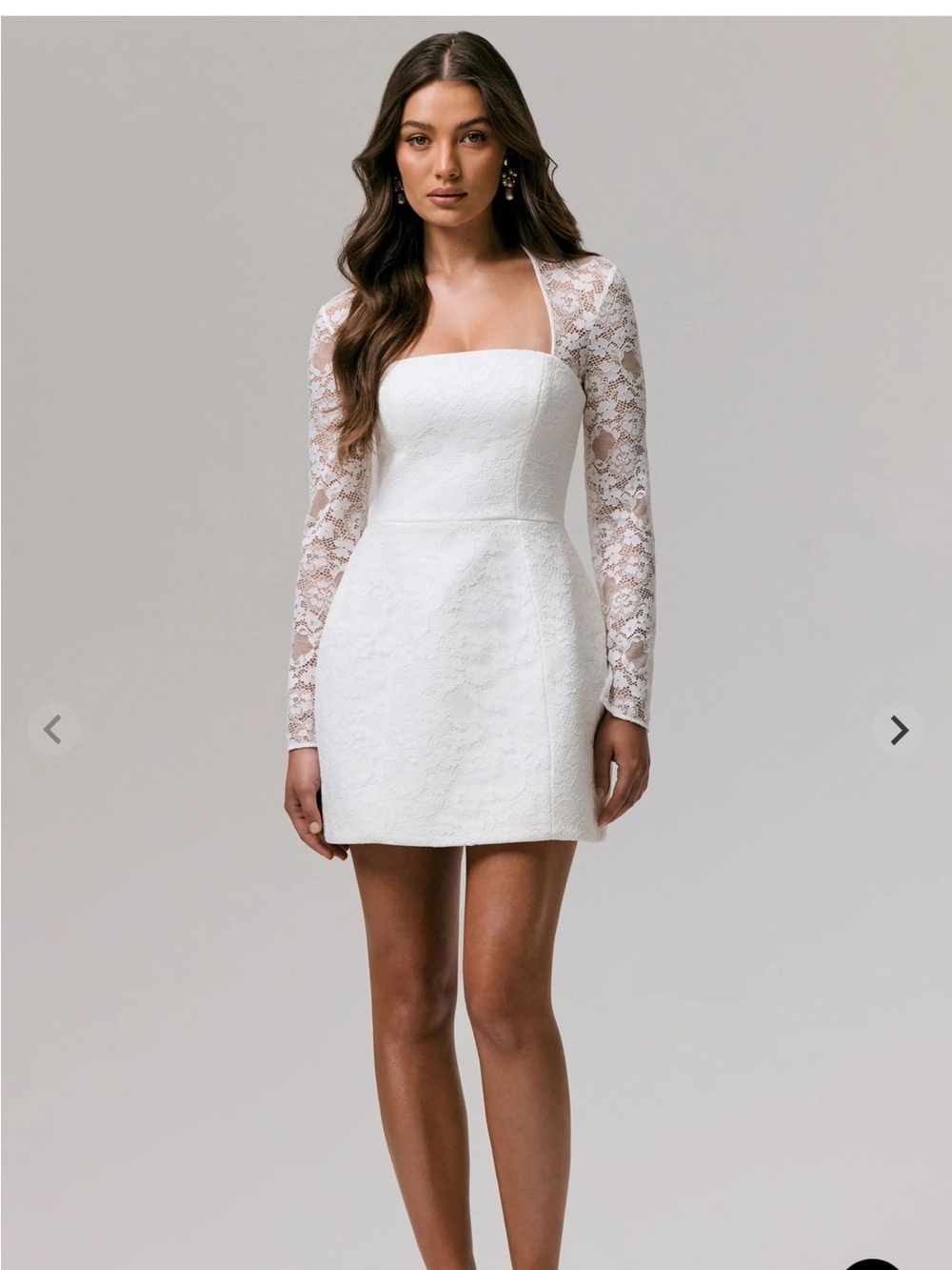 Club L London White Lace Square-Neck Mini Dress